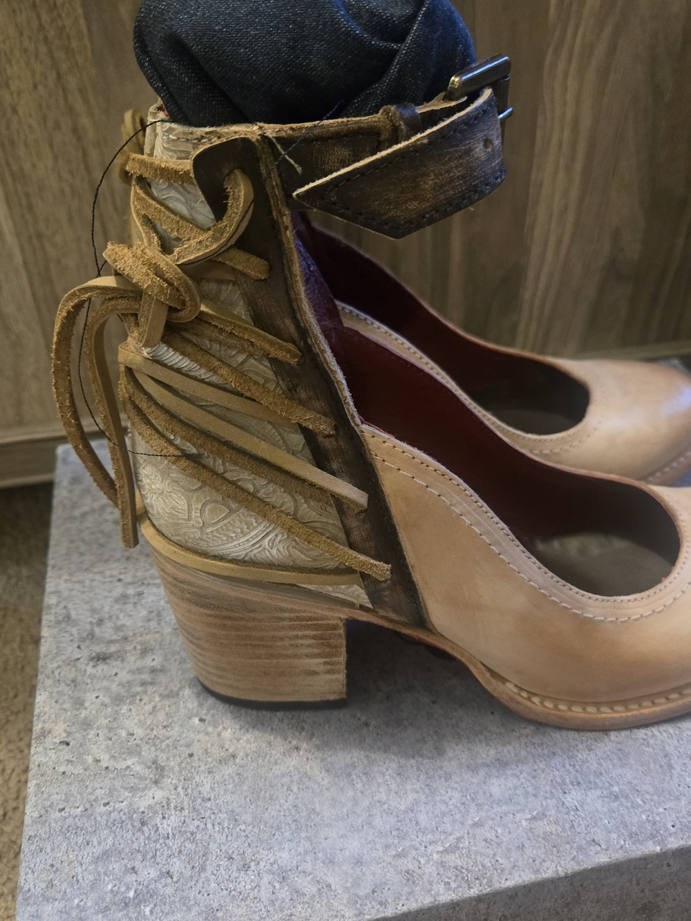 Freebird by Steven Raeanne Leather Strappy Block Heel Pumps - Picture 4 of 8